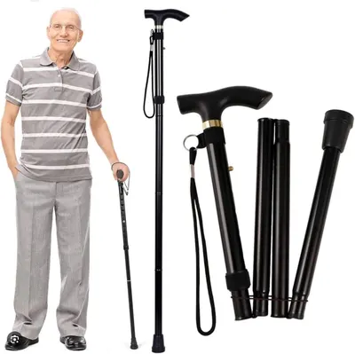 Adjustable Folding Walking Stick Cane Lightweight Mobility Collapsible Sticks