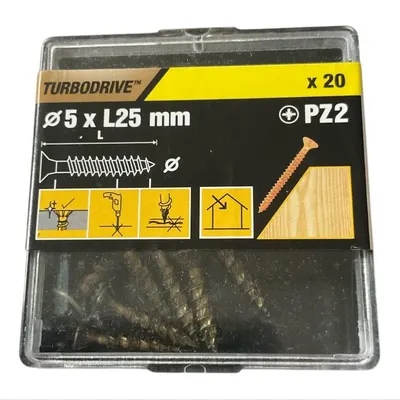 TurboDrive Yellow-passivated Steel Screws 3,5x 25mm,Pack of 20