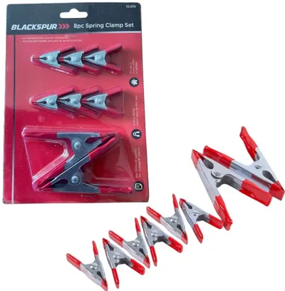 8 Pc Set Blackspur Spring Clamps  Strong Spring 6pc-2”,2pc-4”