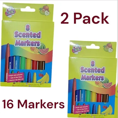 2Pack X 8  Scented Markers  Fruity Kids Crafts Art School Colouring Arts
