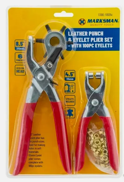 Leather Punch & Eyelet Plier Set with 100 Eyelets