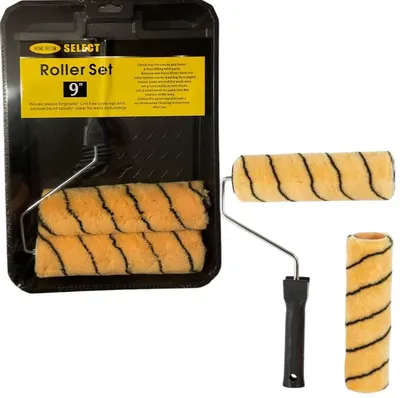 PAINT ROLLER TRAY SET 2 TIGER SLEEVE HOME PAINTING DECORATING IMPROVEMENT 9 inch