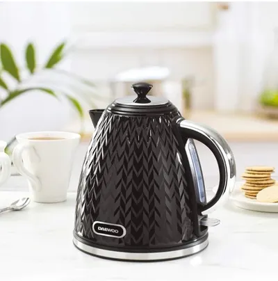 1.7L Electric Jug Kettle Daewoo Argyle Collection Removable Lid & Filter Black