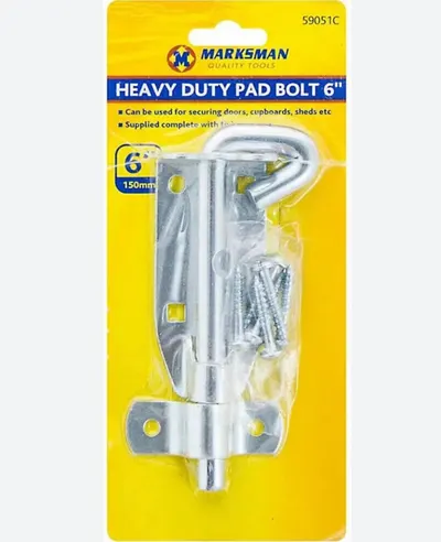 1x 6" HEAVY DUTY PAD BOLT LOCK GARDEN SHED HOME SAFE WITH SCREWS STEEL SECURITY