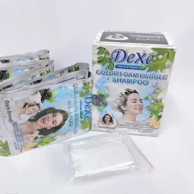 Dexe Dark Brown Hair Shampoo 5minute Dye Instant colour Natural Organic 25mlx10