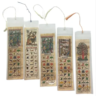 5 Pc Handmade Egyptian Papyrus Bookmarks History Unique Gifts & Ancient Art