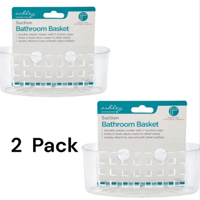 2 Pack Suction Organizer Bathroom Basket Soap Holder Clear