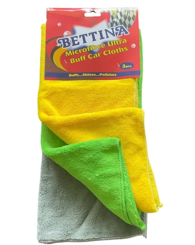3 Pc Bettina Microfibre Ultra  Buff Car Cloths Shines Polishes Cloths
