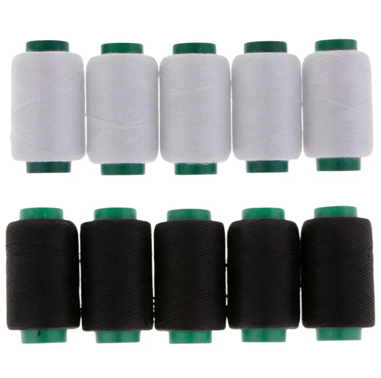 10 PCS Practical Sewing Black & White Polyester Thread