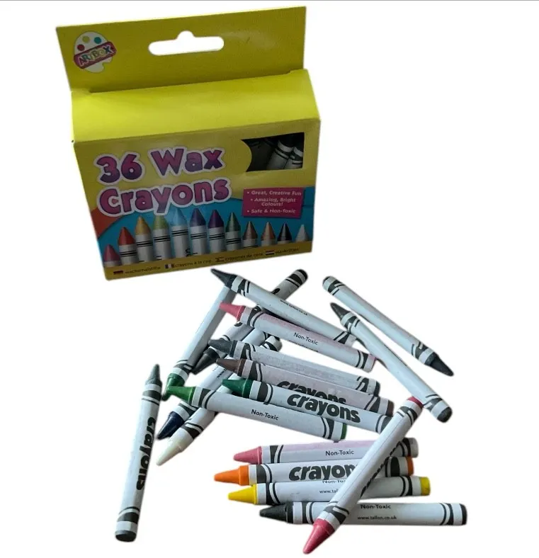 36 Pc  Wax Crayons  Colouring Kids School Stationery Different  Colours