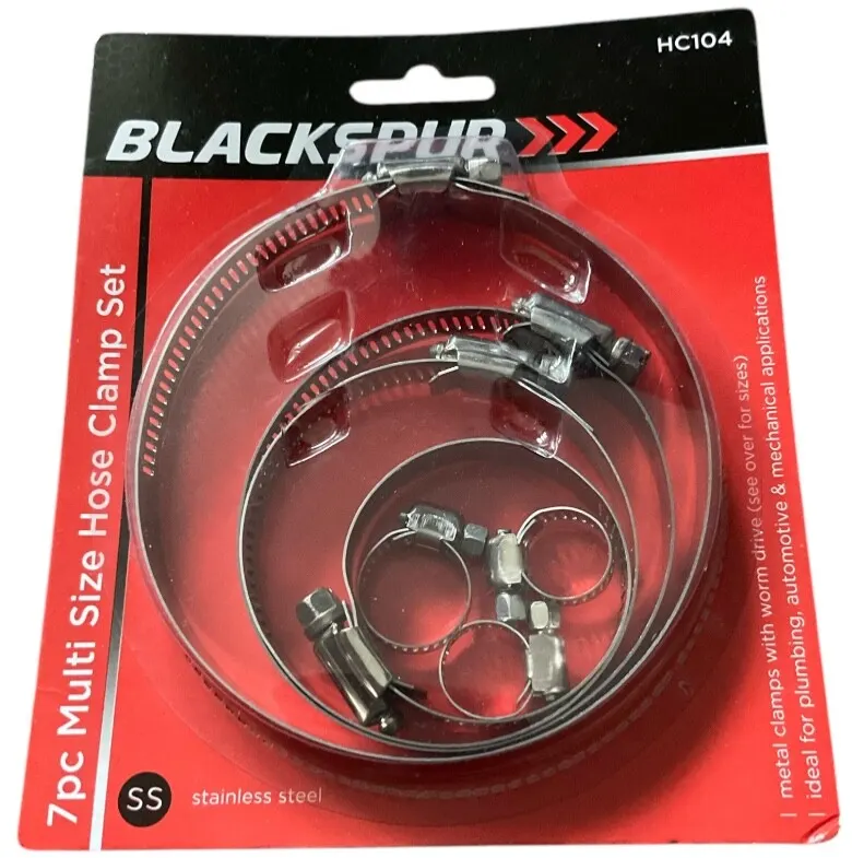 7pc Multi Size Hose Clamp Set Stainless Steel