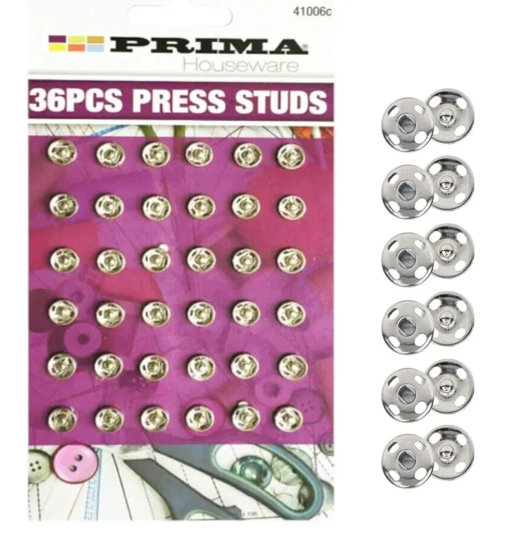 36Pcs x 10mm Silver Metal Press Studs Snap Fasteners Poppers Sewing Sew