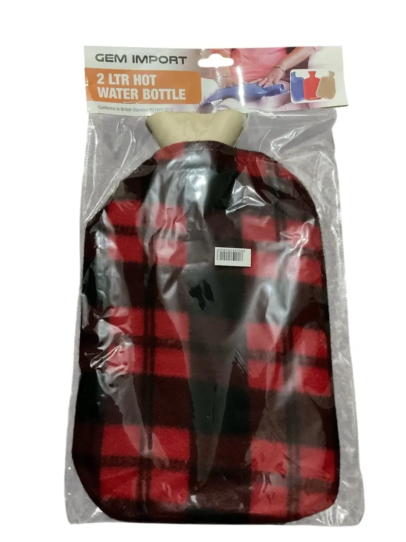 2L LARGE NATURAL RUBBER warm HOT WATER BOTTLE WITH FLEECE COVER Random colour