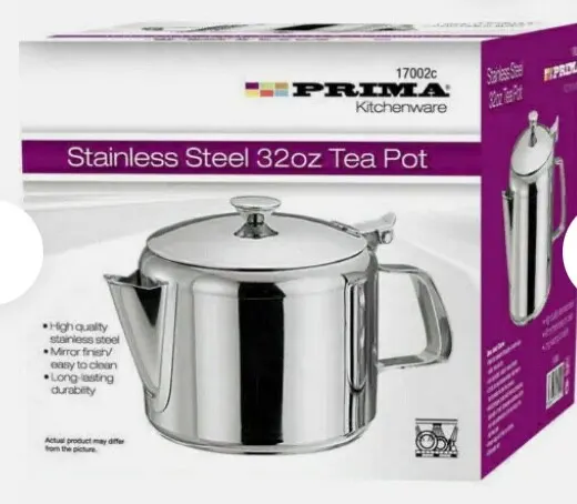 STAINLESS STEEL 32oz TEAPOT TEA LEAF COFFEE POT