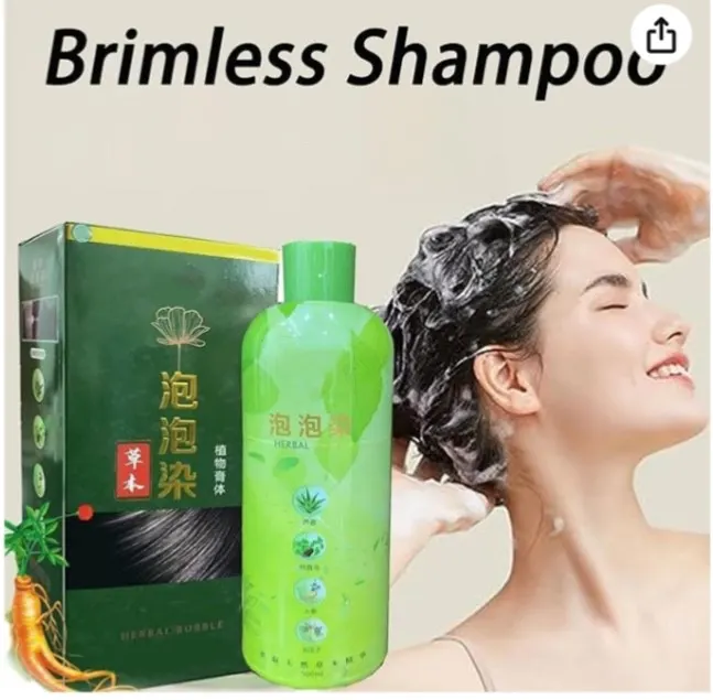 Brimless Shampoo,Plant Bubble Hair Dye Shampoo herbal Bubble Gray Hair,Black