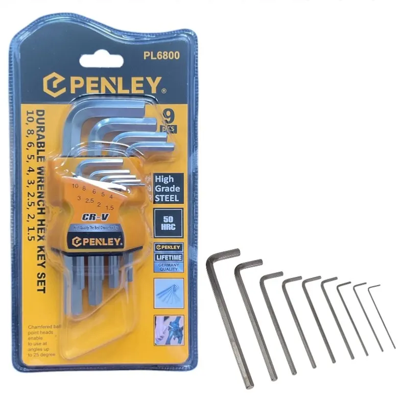 9pc Durable Wrench Hex Key Set Hight Grade Steel DIY Chamfered Ball Point Heads